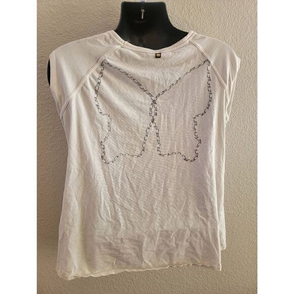 Apple Bottoms Women's Ivory Strappy Neck Graphic Tee Size 2X - Picture 3 of 6